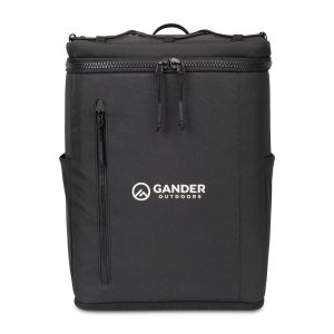 Custom Acadia Recycled rPET Backpack Cooler - Black with Company Logo - Personalized Bulk Corporate Gift