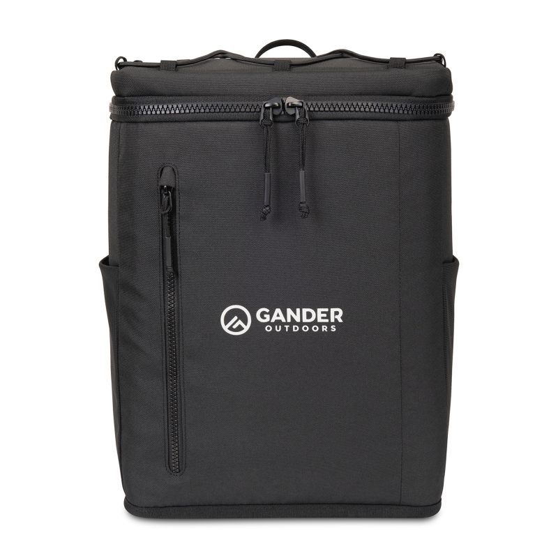 Custom Acadia Recycled rPET Backpack Cooler - Black with Company Logo - Personalized Bulk Corporate Gift