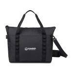 Custom Acadia Recycled rPET Tote Cooler - Black with Company Logo - Personalized Bulk Corporate Gift