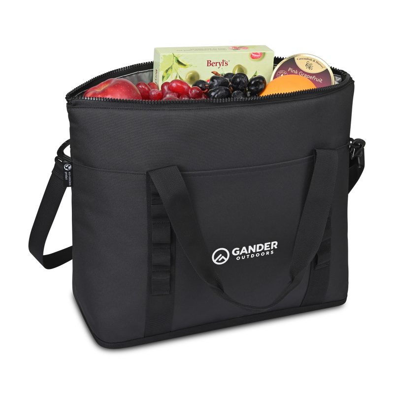 Custom Acadia Recycled rPET Tote Cooler - Black with Company Logo - Personalized Bulk Corporate Gift - 2