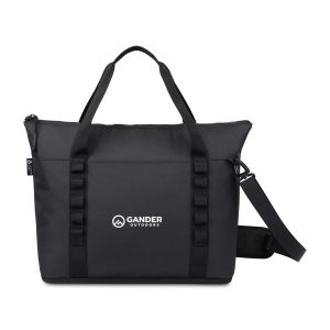 Custom Acadia Recycled rPET Tote Cooler - Black with Company Logo - Personalized Bulk Corporate Gift