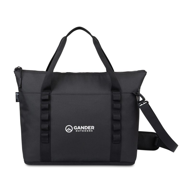 Custom Acadia Recycled rPET Tote Cooler - Black with Company Logo - Personalized Bulk Corporate Gift