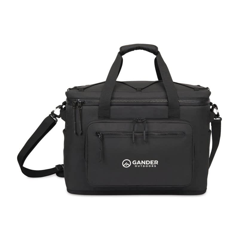 Custom Acadia Recycled rPET XL Box Cooler - Black with Company Logo - Personalized Bulk Corporate Gift