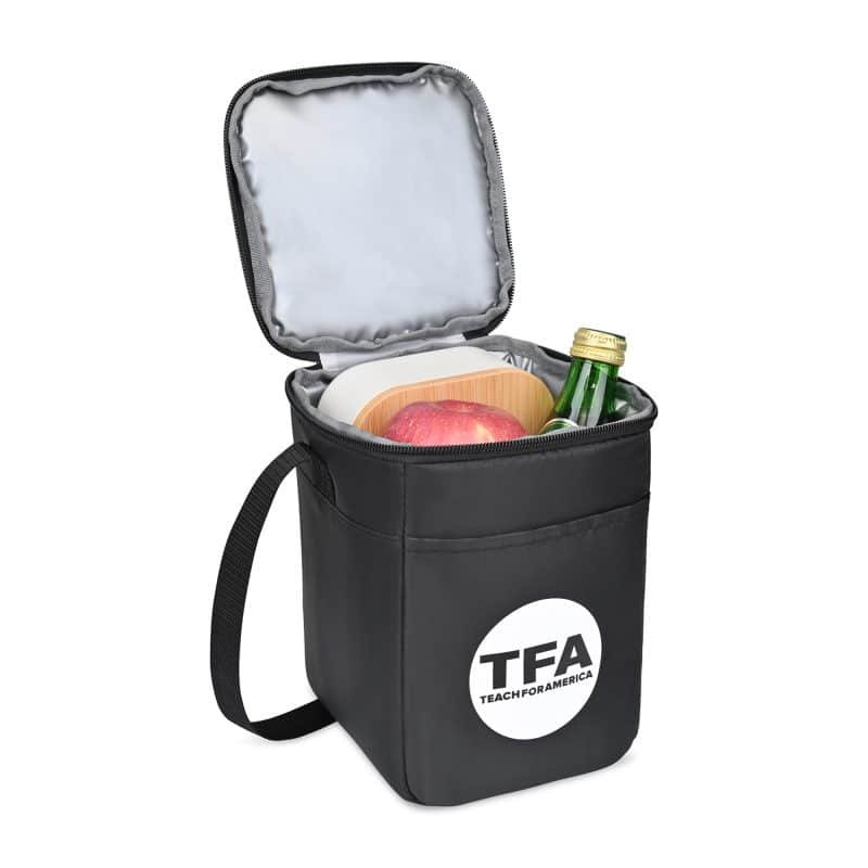 Custom Arlo Recycled rPET 6 Can Lunch Cooler - Black with Company Logo - Personalized Bulk Corporate Gift - 3