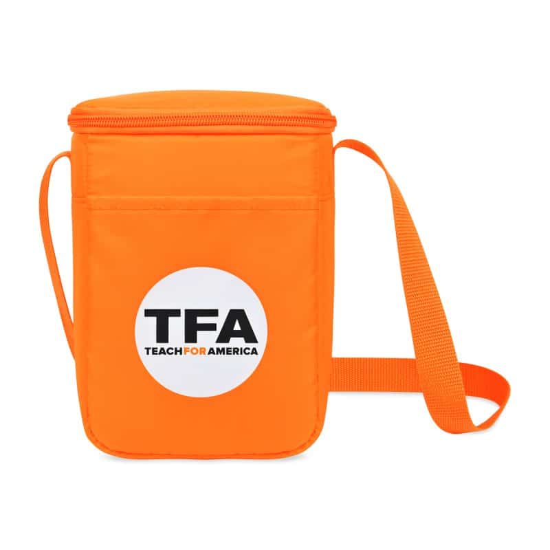 Custom Arlo Recycled rPET 6 Can Lunch Cooler - Orange with Company Logo - Personalized Bulk Corporate Gift