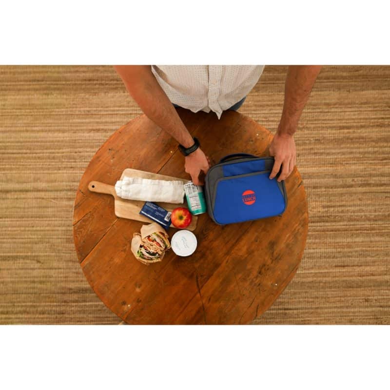 Custom Aspen Recycled rPET Lunch Box Cooler - Aware - Royal Blue with Company Logo - Personalized Bulk Corporate Gift - 4