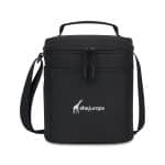 Custom Aviana Rowan Recycled Nylon Lunch Cooler - AWARE - Black with Company Logo - Personalized Bulk Corporate Gift