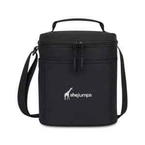 Custom Aviana Rowan Recycled Nylon Lunch Cooler - AWARE - Black with Company Logo - Personalized Bulk Corporate Gift