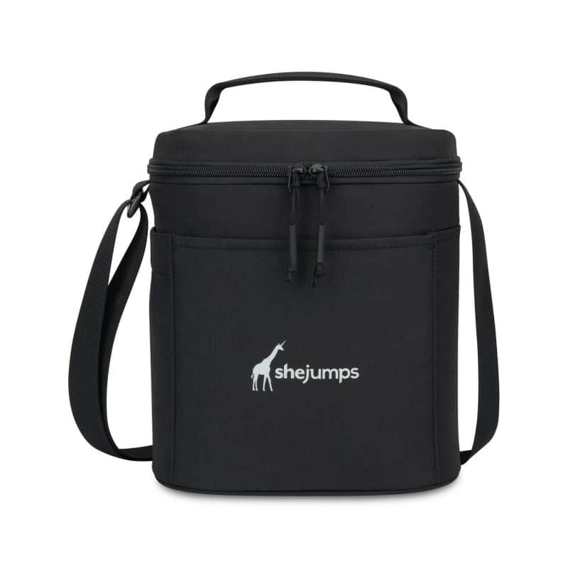 Custom Aviana Rowan Recycled Nylon Lunch Cooler - AWARE - Black with Company Logo - Personalized Bulk Corporate Gift