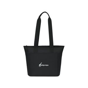 Custom Aviana Rowan Recycled Nylon Tote Cooler - AWARE - Black with Company Logo - Personalized Bulk Corporate Gift