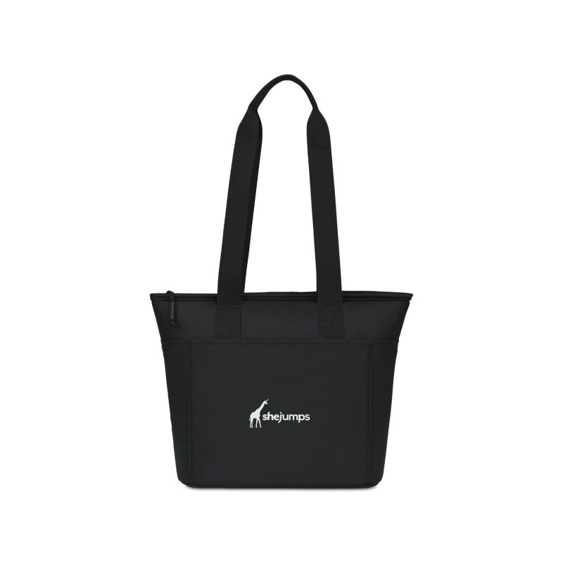 Custom Aviana Rowan Recycled Nylon Tote Cooler - AWARE - Black with Company Logo - Personalized Bulk Corporate Gift