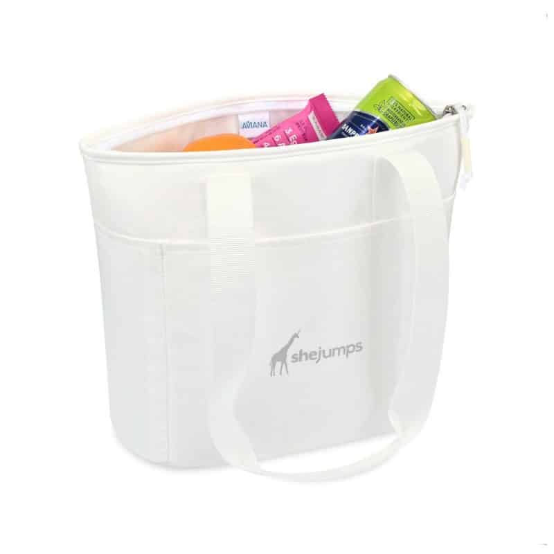Custom Aviana Rowan Recycled Nylon Tote Cooler - AWARE - Marshmallow with Company Logo - Personalized Bulk Corporate Gift - 2