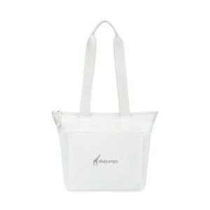 Custom Aviana Rowan Recycled Nylon Tote Cooler - AWARE - Marshmallow with Company Logo - Personalized Bulk Corporate Gift