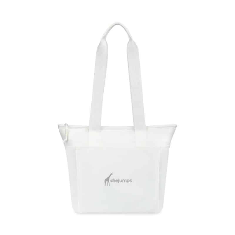 Custom Aviana Rowan Recycled Nylon Tote Cooler - AWARE - Marshmallow with Company Logo - Personalized Bulk Corporate Gift