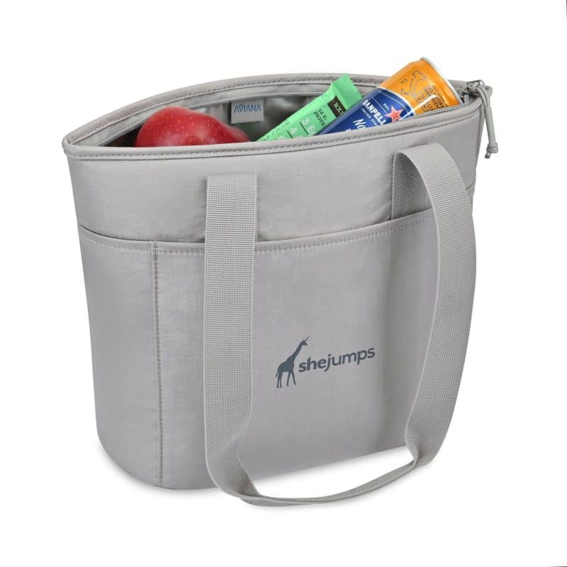 Custom Aviana Rowan Recycled Nylon Tote Cooler - AWARE - Taupe with Company Logo - Personalized Bulk Corporate Gift - 2