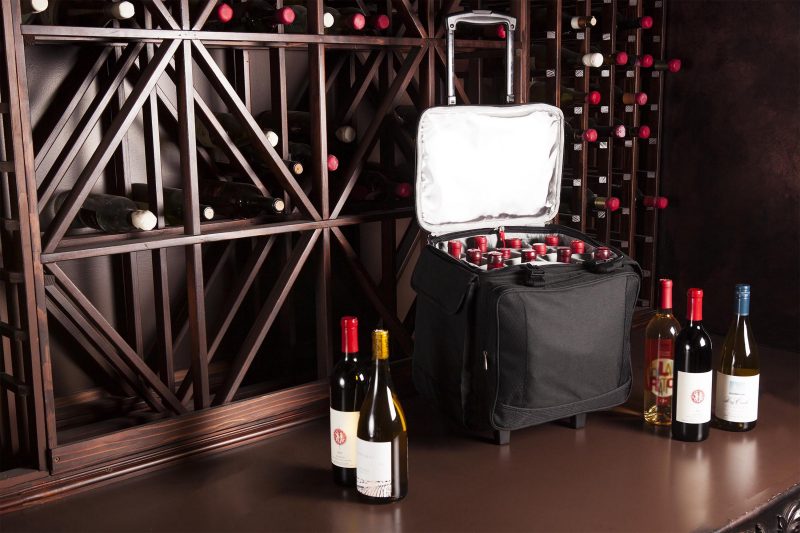 Custom Bodega Insulated 12-Bottle Wine Tote Cooler w/Removable Dividers & Wheeled Trolley with Company Logo - Personalized Bulk Corporate Gift - 2