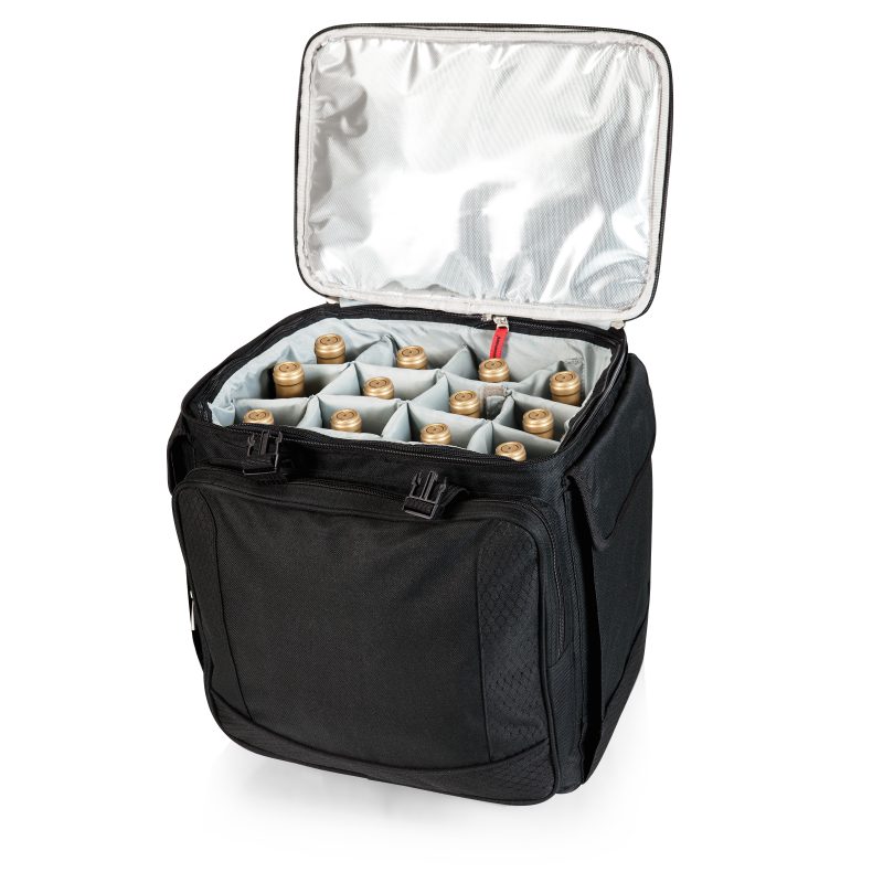 Custom Bodega Insulated 12-Bottle Wine Tote Cooler w/Removable Dividers & Wheeled Trolley with Company Logo - Personalized Bulk Corporate Gift - 5