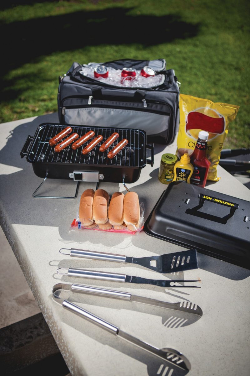 Custom Buccaneer All-In-One BBQ Grill/Cooler/Tote w/Charcoal Grill & BBQ Tools with Company Logo - Personalized Bulk Corporate Gift - 3