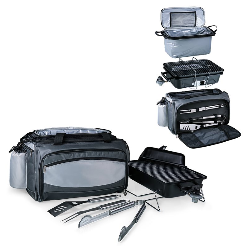 Custom Buccaneer All-In-One BBQ Grill/Cooler/Tote w/Charcoal Grill & BBQ Tools with Company Logo - Personalized Bulk Corporate Gift - 6