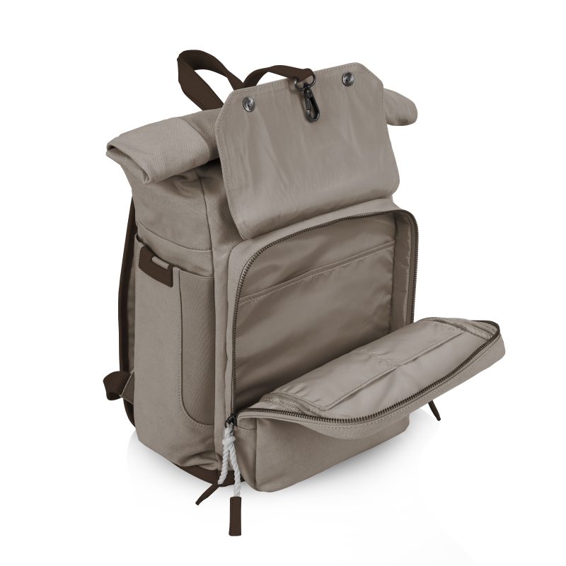 Custom Carmel Roll Top Picnic Backpack Cooler with Company Logo - Personalized Bulk Corporate Gift - 4