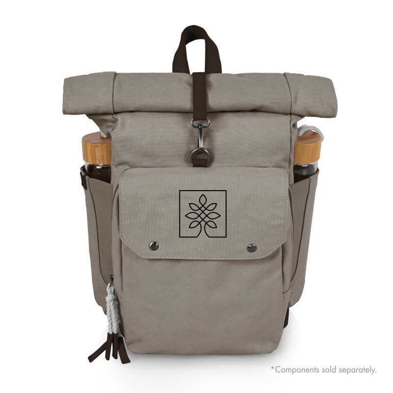 Custom Carmel Roll Top Picnic Backpack Cooler with Company Logo - Personalized Bulk Corporate Gift