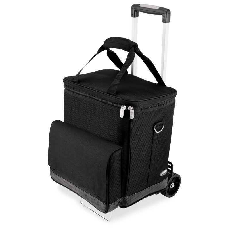 Custom Cellar 6-Bottle Insulated Wine Tote w/Removable Divider & Trolley with Company Logo - Personalized Bulk Corporate Gift - 1