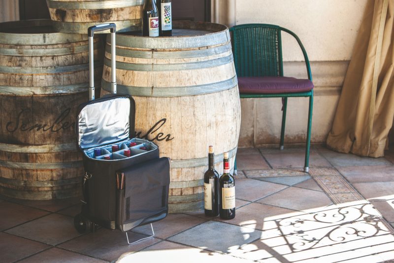 Custom Cellar 6-Bottle Insulated Wine Tote w/Removable Divider & Trolley with Company Logo - Personalized Bulk Corporate Gift - 2