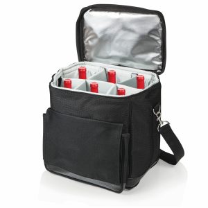 Custom Cellar Insulated Wine Tote Cooler w/Removable Divider with Company Logo - Personalized Bulk Corporate Gift