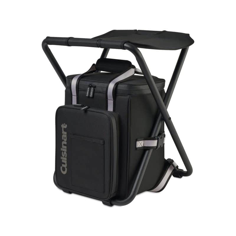 Custom Cuisinart Outdoors Folding Chair Backpack Cooler - Black with Company Logo - Personalized Bulk Corporate Gift - 1