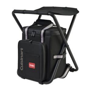 Custom Cuisinart Outdoors Folding Chair Backpack Cooler - Black with Company Logo - Personalized Bulk Corporate Gift