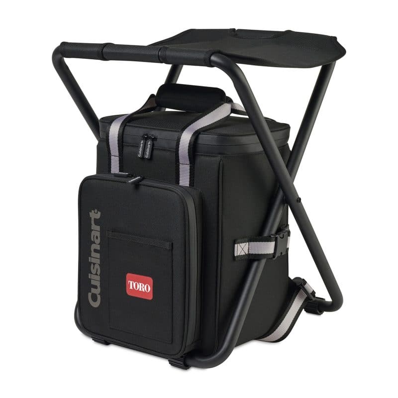 Custom Cuisinart Outdoors Folding Chair Backpack Cooler - Black with Company Logo - Personalized Bulk Corporate Gift