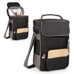 Custom Duet Insulated Two-Bottle Wine & Cheese Tote with Company Logo - Personalized Bulk Corporate Gift - 1