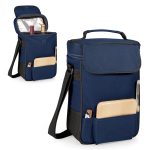 Custom Duet Insulated Two-Bottle Wine & Cheese Tote with Company Logo - Personalized Bulk Corporate Gift