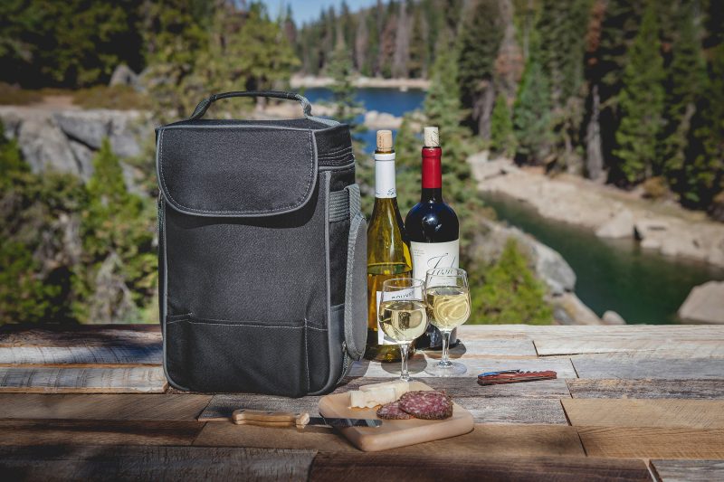 Custom Duet Insulated Two-Bottle Wine & Cheese Tote with Company Logo - Personalized Bulk Corporate Gift - 5
