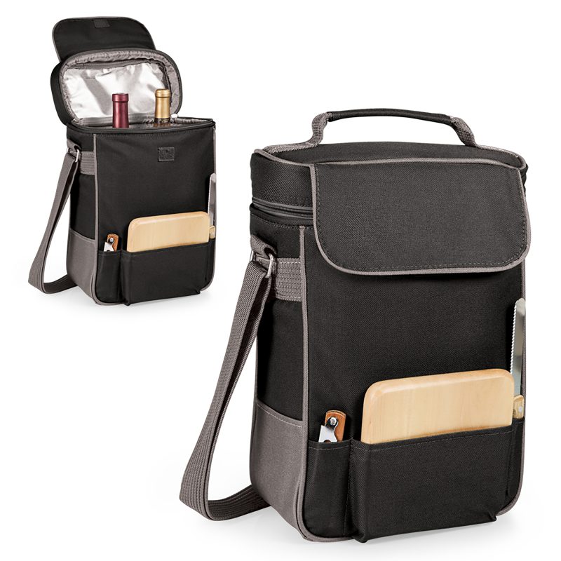 Custom Duet Insulated Two-Bottle Wine & Cheese Tote with Company Logo - Personalized Bulk Corporate Gift - 8