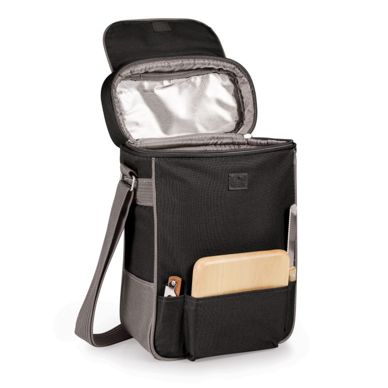 Custom Duet Insulated Two-Bottle Wine & Cheese Tote with Company Logo - Personalized Bulk Corporate Gift - 9