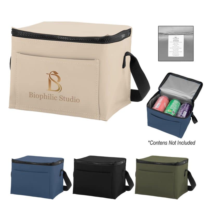 Custom Hudson Rpet 6 Can Cooler Bag with Company Logo - Personalized Bulk Corporate Gift