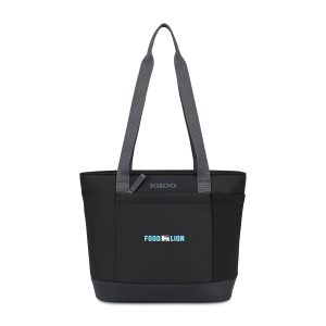 Custom Igloo Day Chiller Recycled Poly 9 Can Tote Soft Cooler - Black with Company Logo - Personalized Bulk Corporate Gift