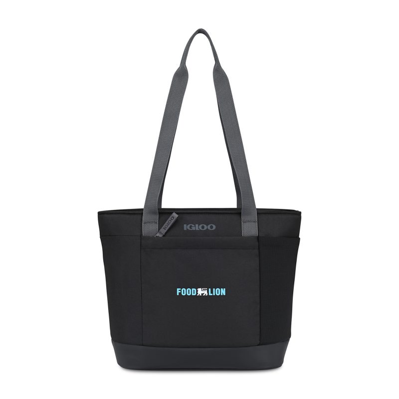 Custom Igloo Day Chiller Recycled Poly 9 Can Tote Soft Cooler - Black with Company Logo - Personalized Bulk Corporate Gift
