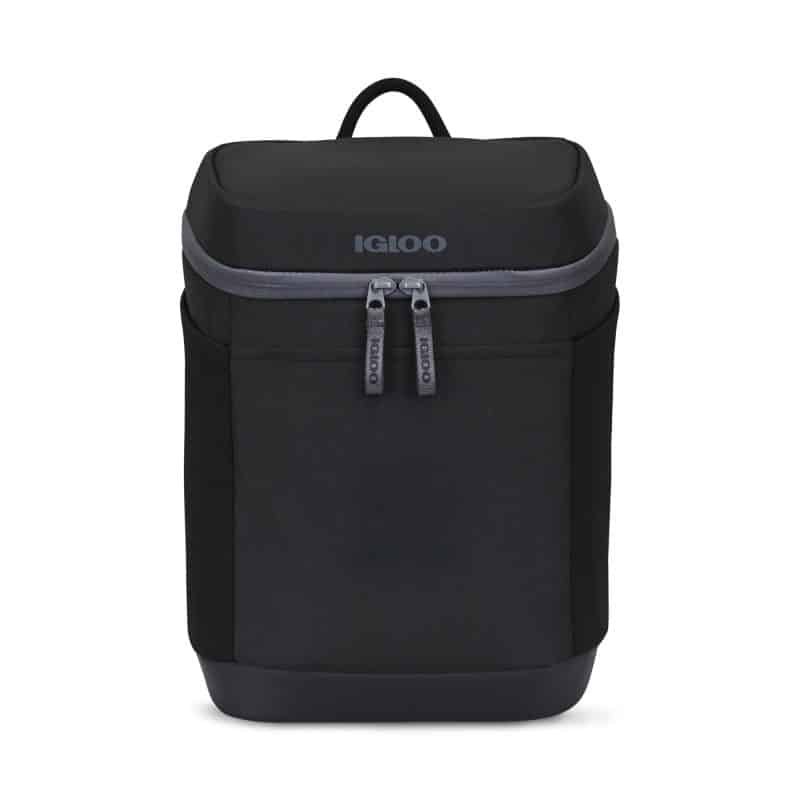 Custom Igloo Day Chiller Recycled Poly Backpack 12 Can Soft Cooler - Black with Company Logo - Personalized Bulk Corporate Gift - 1