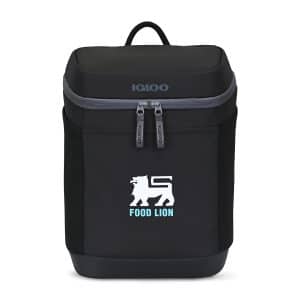 Custom Igloo Day Chiller Recycled Poly Backpack 12 Can Soft Cooler - Black with Company Logo - Personalized Bulk Corporate Gift