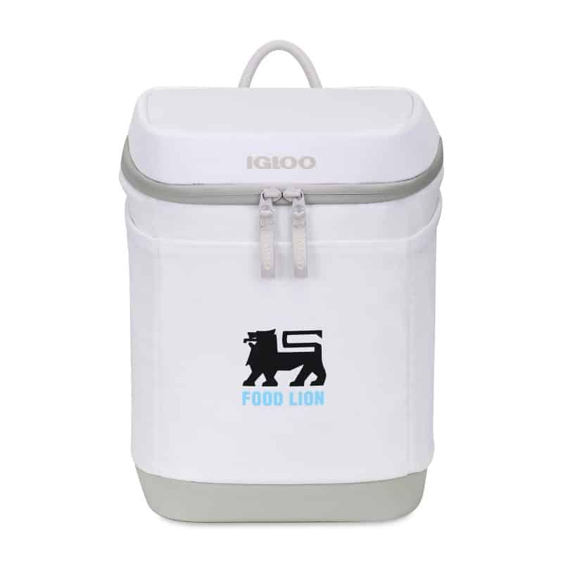Custom Igloo Day Chiller Recycled Poly Backpack 12 Can Soft Cooler - Cloud White with Company Logo - Personalized Bulk Corporate Gift
