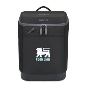 Custom Igloo Day Chiller Recycled Poly Backpack 24 Can Soft Cooler - Black with Company Logo - Personalized Bulk Corporate Gift