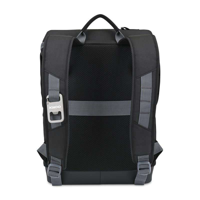 Custom Igloo Day Chiller Recycled Poly Backpack 24 Can Soft Cooler - Black with Company Logo - Personalized Bulk Corporate Gift - 5