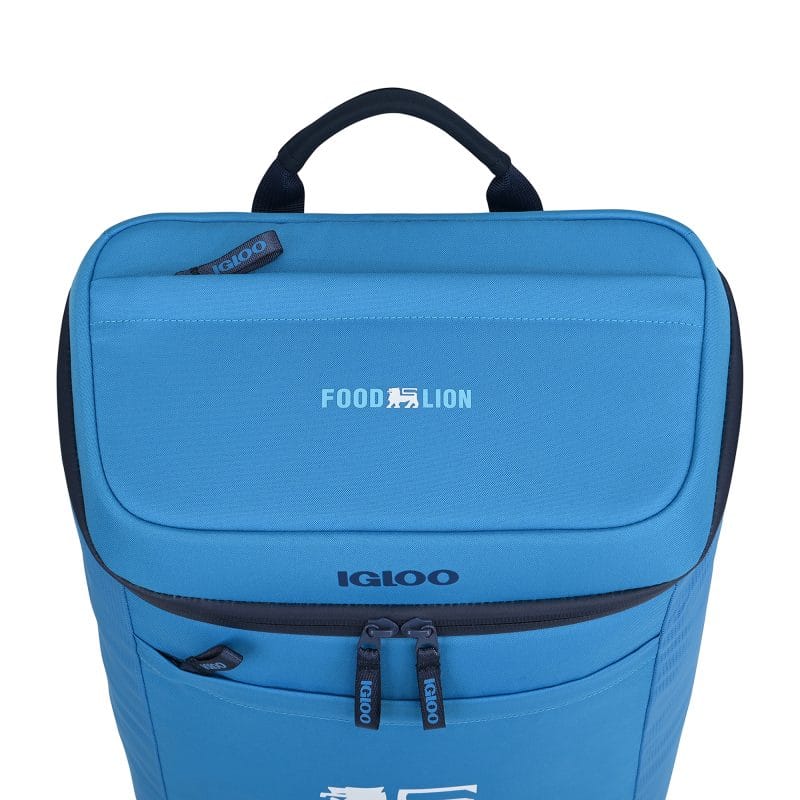 Custom Igloo Day Chiller Recycled Poly Backpack 24 Can Soft Cooler - Brilliant Blue with Company Logo - Personalized Bulk Corporate Gift - 3