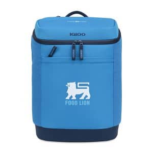 Custom Igloo Day Chiller Recycled Poly Backpack 24 Can Soft Cooler - Brilliant Blue with Company Logo - Personalized Bulk Corporate Gift