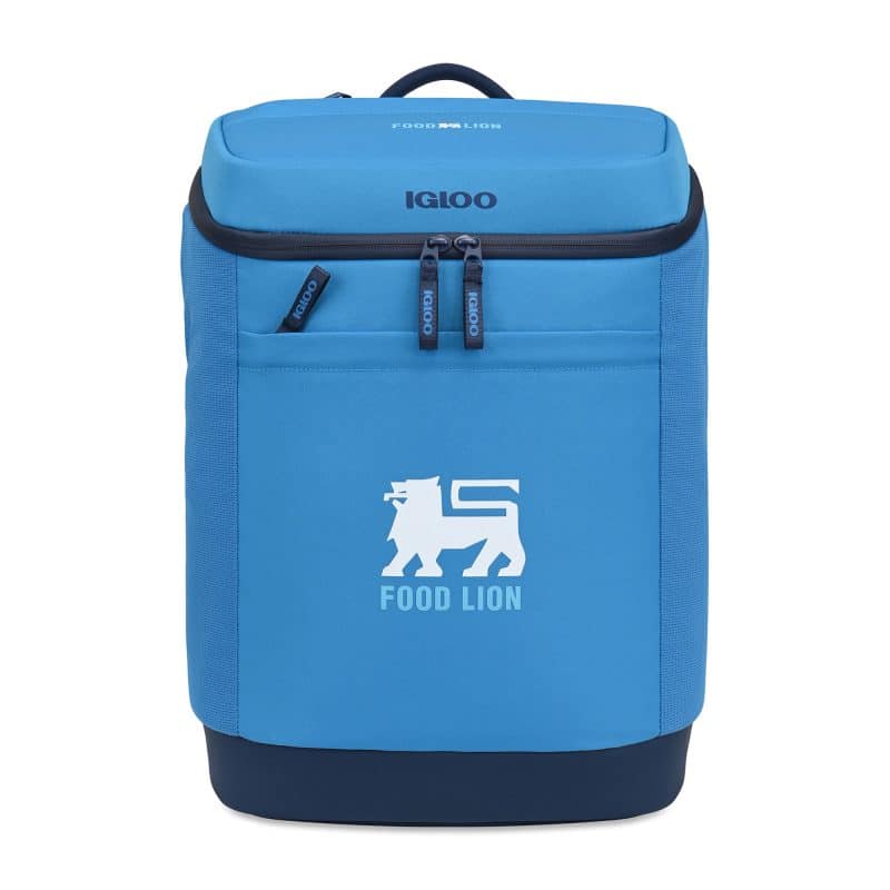 Custom Igloo Day Chiller Recycled Poly Backpack 24 Can Soft Cooler - Brilliant Blue with Company Logo - Personalized Bulk Corporate Gift