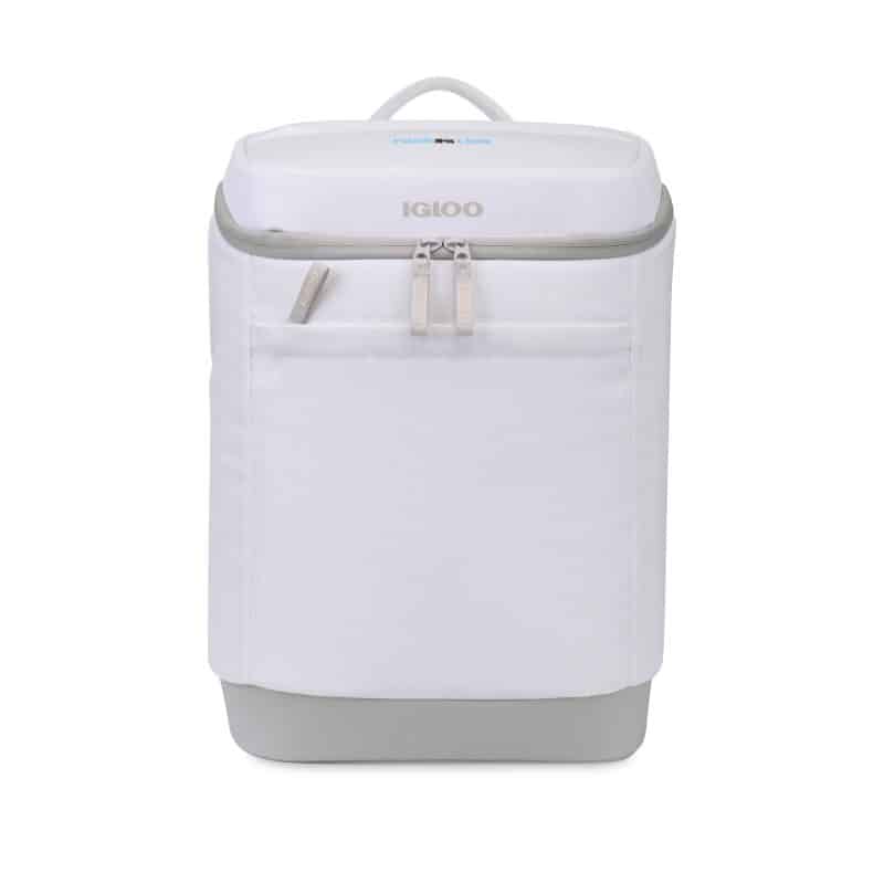 Custom Igloo Day Chiller Recycled Poly Backpack 24 Can Soft Cooler - Cloud White with Company Logo - Personalized Bulk Corporate Gift - 1