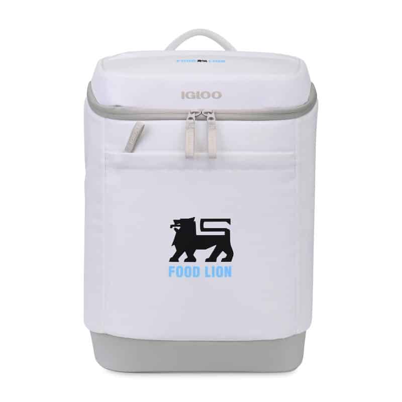 Custom Igloo Day Chiller Recycled Poly Backpack 24 Can Soft Cooler - Cloud White with Company Logo - Personalized Bulk Corporate Gift