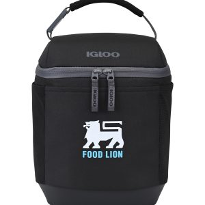 Custom Igloo Day Chiller Recycled Poly Box 8 Can Soft Cooler - Black with Company Logo - Personalized Bulk Corporate Gift